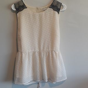 F21 Cream Blouse with Black Lace